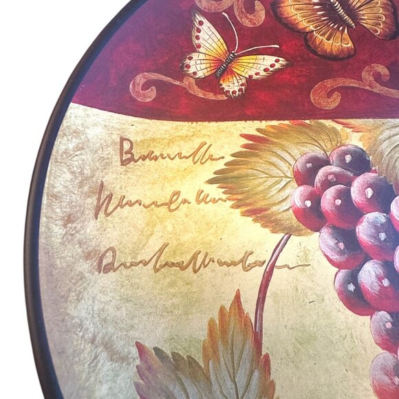 Kirklands Decorative Plate Set Of 3 Tuscan Vineyard Grapes & Wine Bottles Art - Picture 6 of 6
